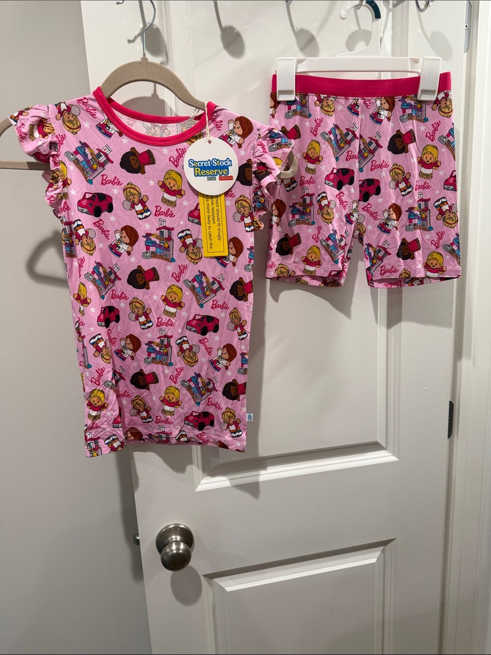 Secret stock reserve luxe Barbie littlePeople Shorts Pajama Set size 7/8 NWT